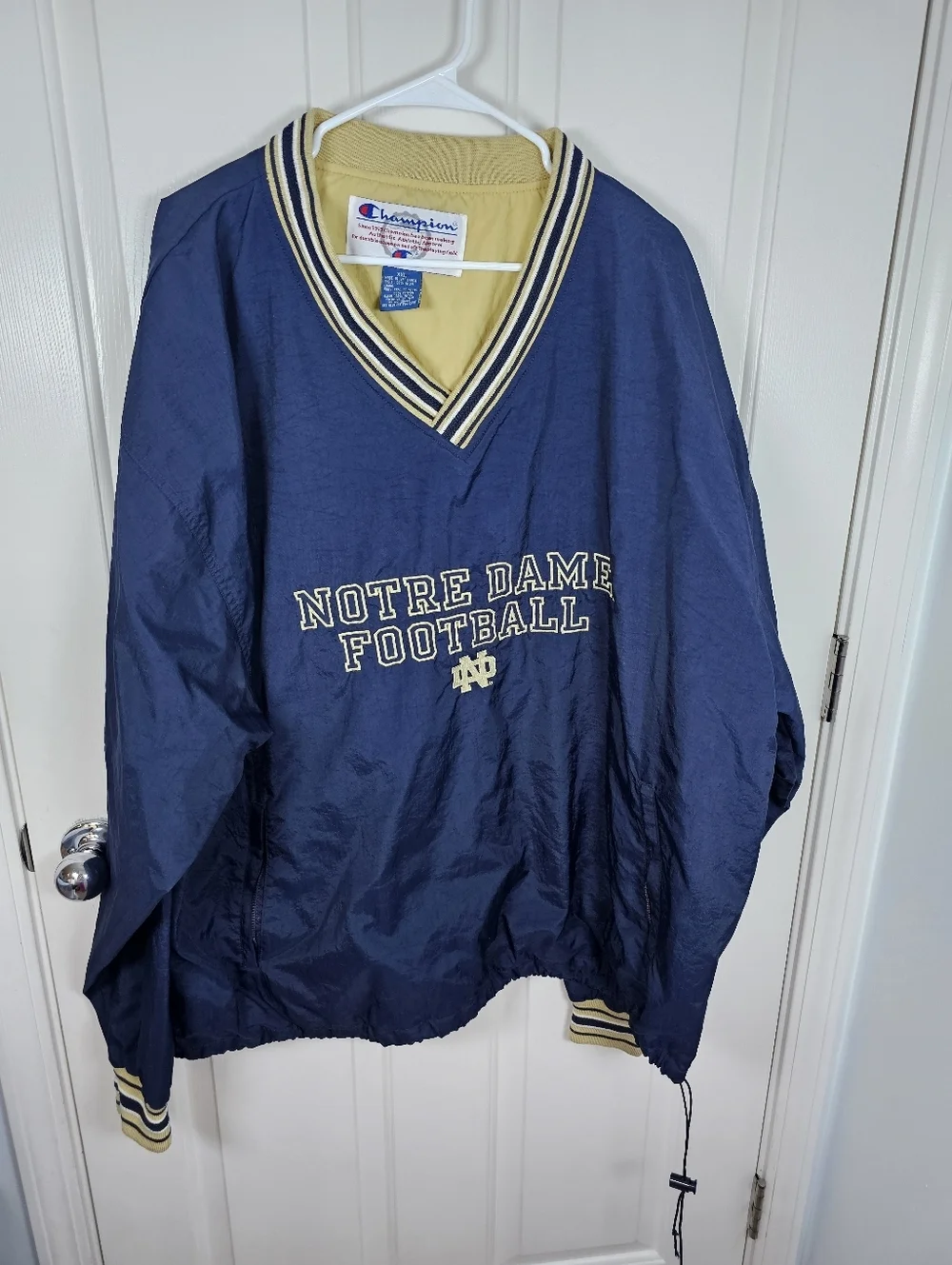 Vintage Notre Dame Fighting Irish Jacket Mens Blue Football Champion Size XXL